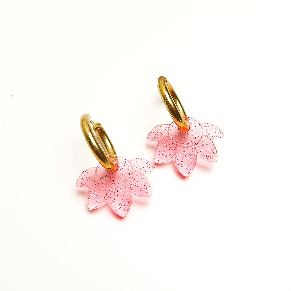 Freya Acrylic Flower Huggie Hoops