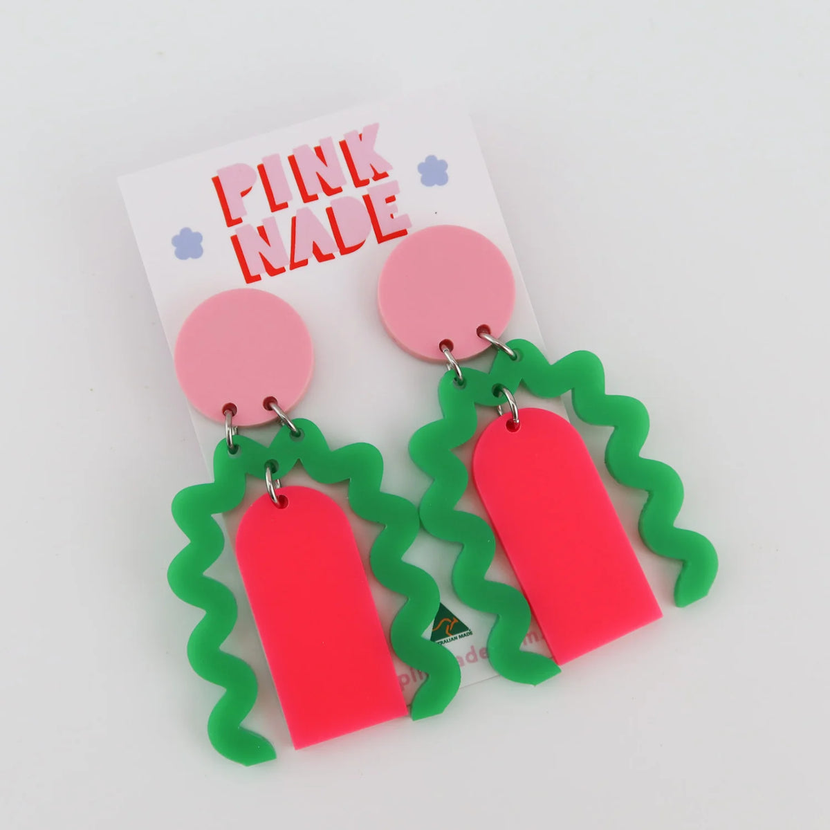 Nat Pink/Green Dangle Earrings