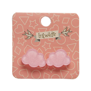 Cloud Glitter Resin Stud Earrings - Pink