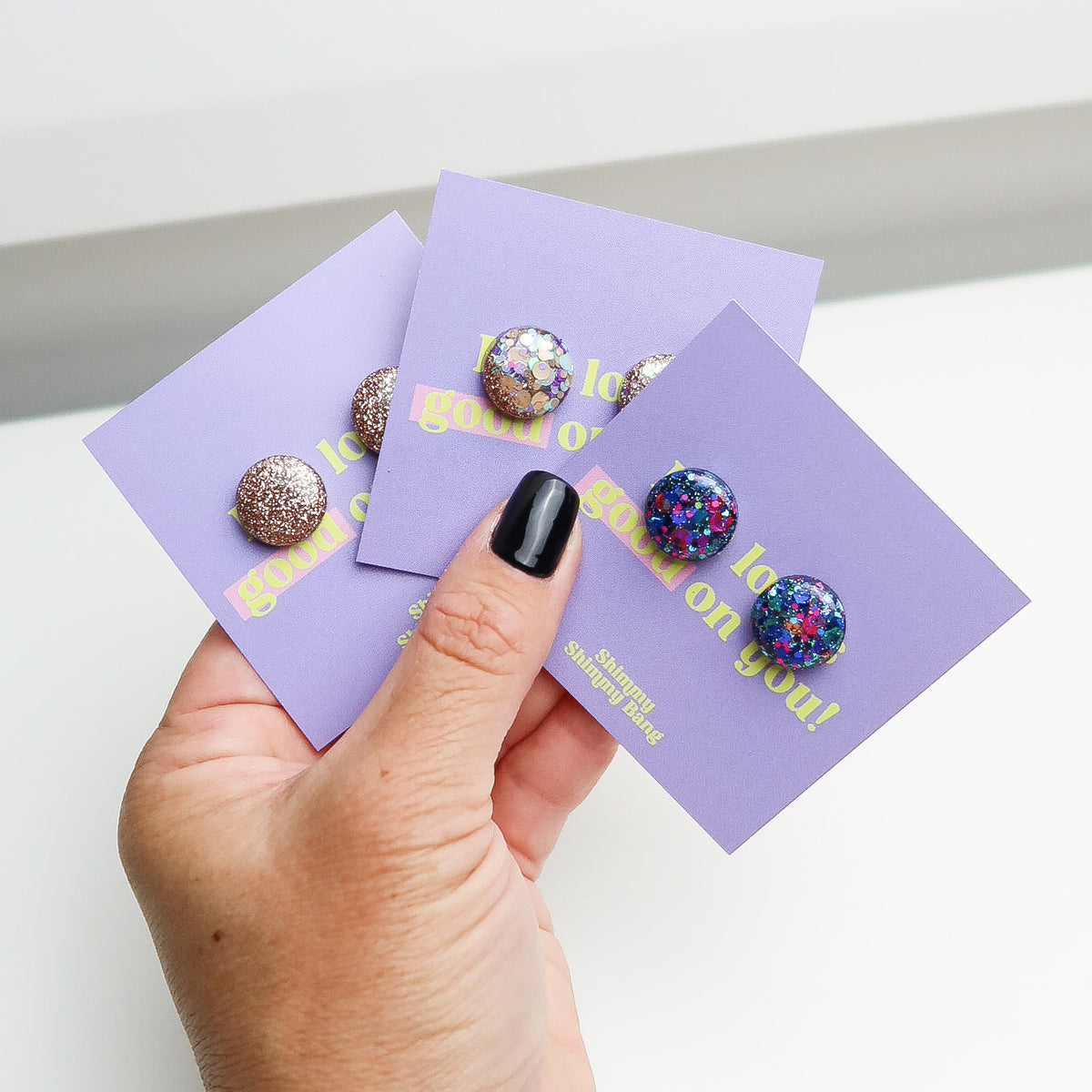 Sabine Glitter Studs - Medium
