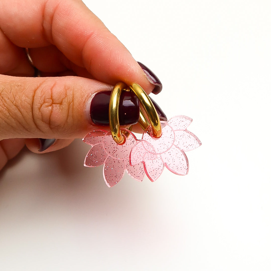 Freya Acrylic Flower Huggie Hoops