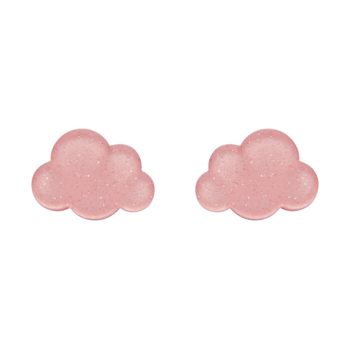 Cloud Glitter Resin Stud Earrings - Pink