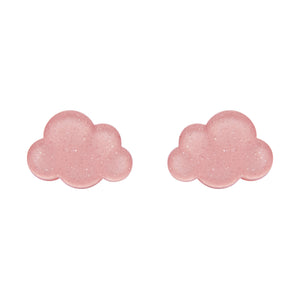 Cloud Glitter Resin Stud Earrings - Pink