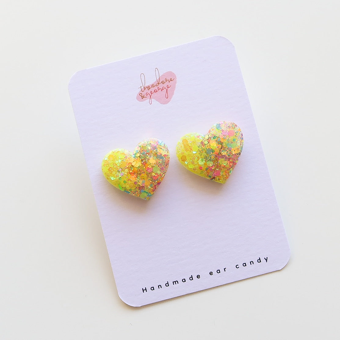 Adele Glitter Heart Studs - Large