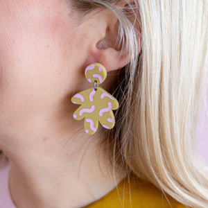 Grace Fandangle Mustard/Pink Dangle Earrings