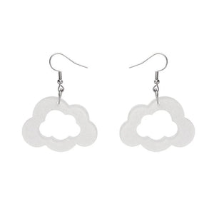 Cloud Glitter Resin Drop Earrings - White