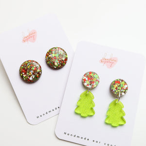 Classic Christmas Glitter Studs - Large