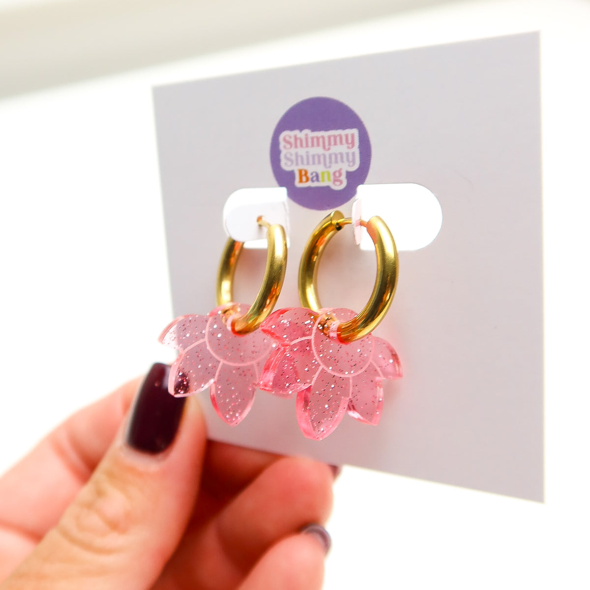 Freya Acrylic Flower Huggie Hoops