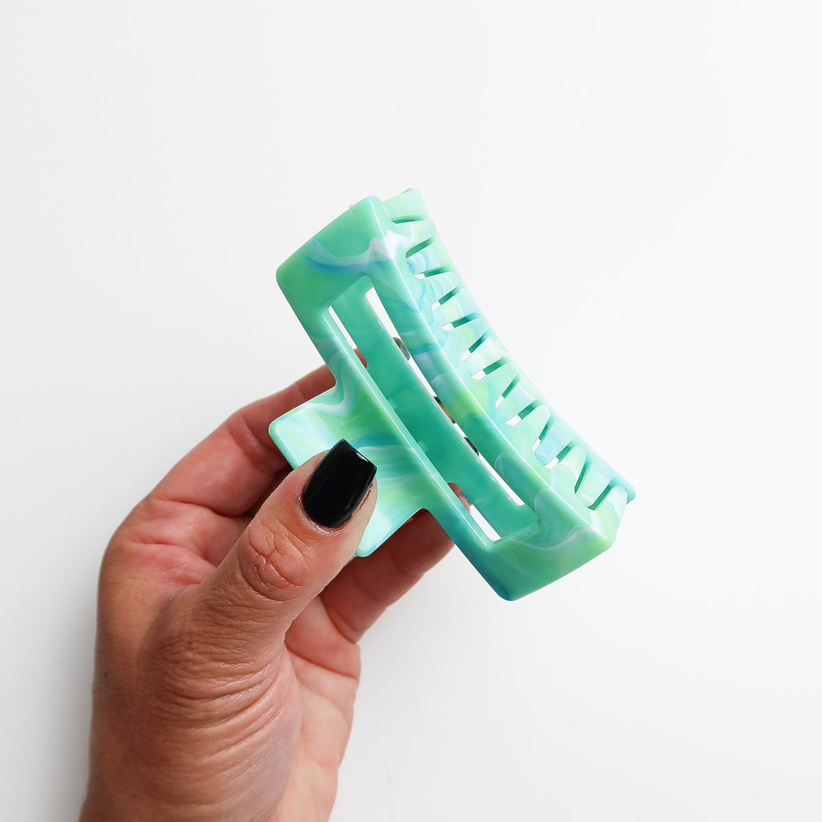 Medium Marble Rectangle Hair Claw