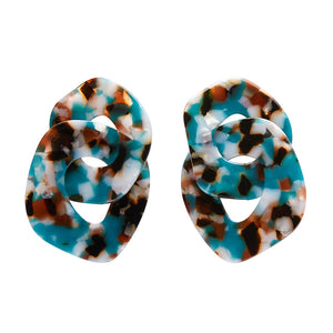 Statement Tort Chunky Chain Earrings - Blue