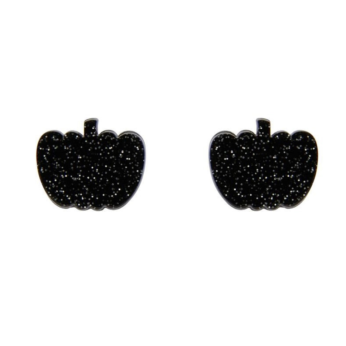 Pumpkin Glitter Resin Stud Earrings - Black