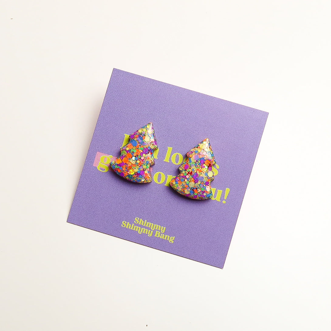 Roxy Glitter Christmas Tree Studs