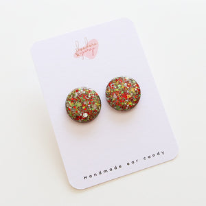 Classic Christmas Glitter Studs - Large