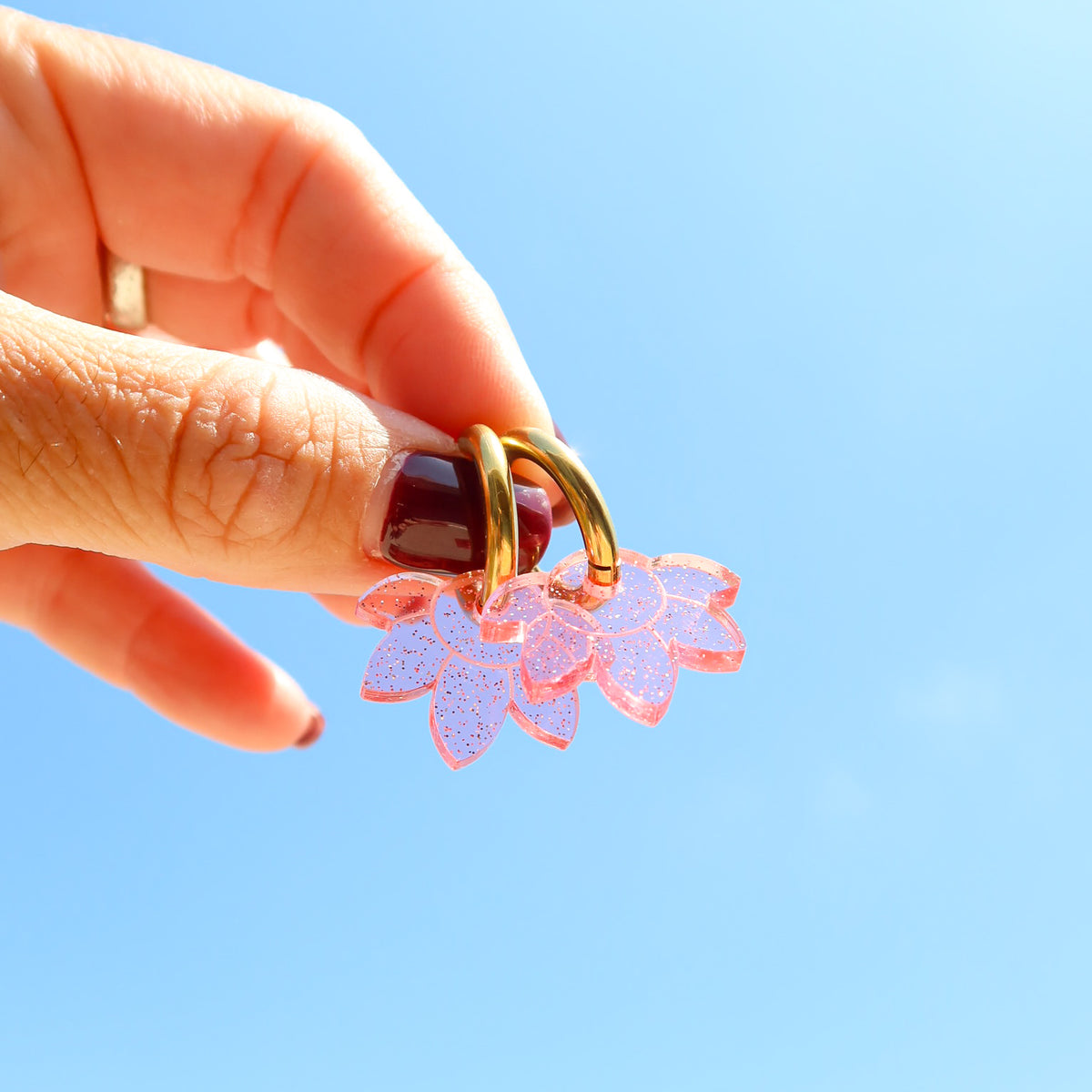 Freya Acrylic Flower Huggie Hoops